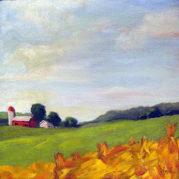 A Bit Of Country Farm Landscape Oil Painting