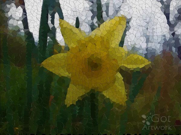 Yellow Flowwer Thru Broken Glass