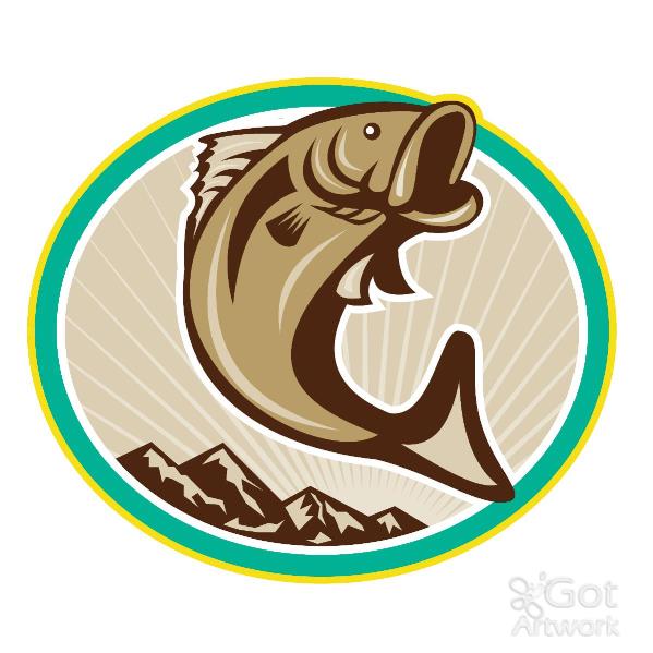 Largemouth Bass Jumping Circle