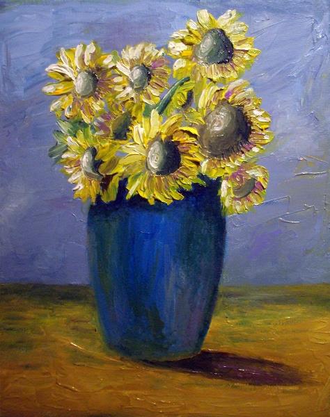 Sunflower Blue Vase