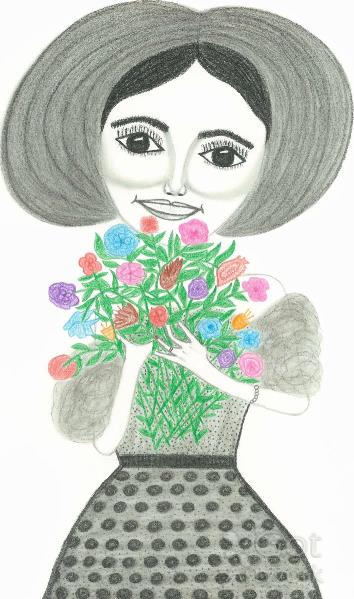 Girl Holding Flowers