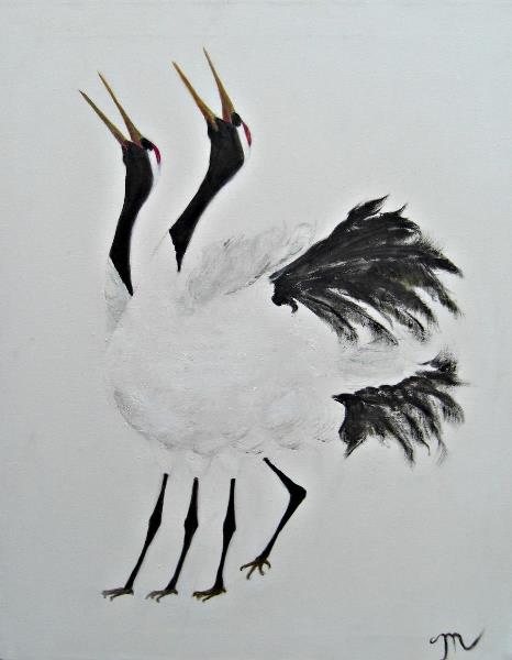 Duet Of The Golden-Beaked Cranes