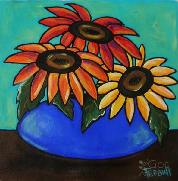 Sunflowers In UFO Vase