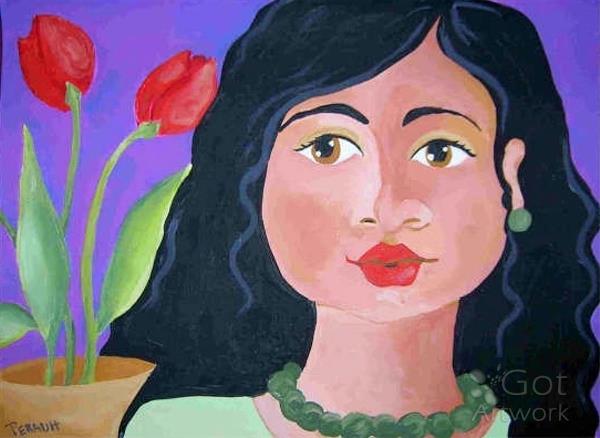 Girl With Tulips