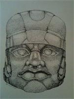 Olmec Stone Sculpture As Greeting Card