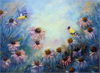 Goldfinch And Coneflowers