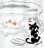 Cat And Fish As Calendar