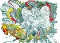 Flying White Angel, Original Acrylic Painting, Autumn Landscape, Guardian Angel