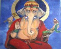 Ganesha Oleo Sobre Lienzo As Greeting Card