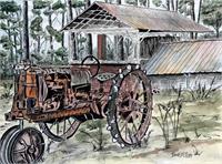 Farm Tractor Folk Art Print