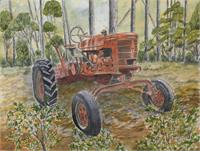 Old Tractor Watercolor Large