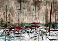 Sailboats Painting Art Print