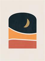 Retro Crescent Moon Bohemian As Framed Poster
