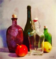 Bottles and Fruits As Framed Poster