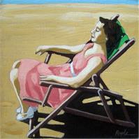 Summertime Snooze - Woman On Beach Oil Painting
