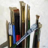 Artists Brushes Realistic Still Life