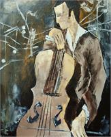 Cellist In Sepia As Framed Poster
