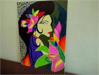 Girl With A Flower Canvas Painting Home Lifestyle