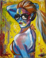 Lady With Sunglasses As Greeting Card