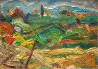 Configuration With Yellow-Green, Subtle Red And Orange (Plein Air Painting, Lemba, Cyprus)'
