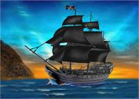 Pirate Ship At Sunset