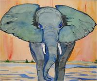 Elephant Walk As Greeting Card