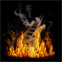 Guitar On Fire As Greeting Card