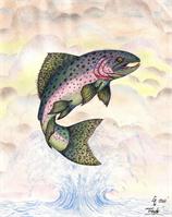 The Majestic Rainbow Trout Original Drawing