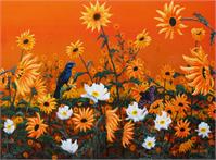 Sunflowers & PricklyPoppies As Framed Poster