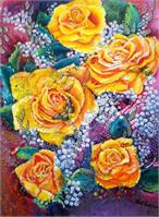 Yellow Roses With A Textured Background As Calendar
