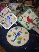 Assorted Birds Painted On Concrete Stone