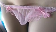 Sheer Pouched Crossdresser Panties, Sexy Seamless Pink Lace See Thru Sissy String, All Sizes,