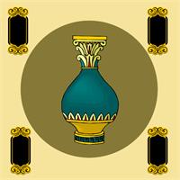 Blue And Gold Vase As Greeting Card