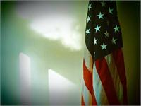United States Flag With Window Light As Framed Poster