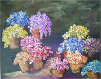 Colorful Flowers With Pots As Poster
