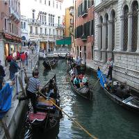 Gondolas On Venice Canal