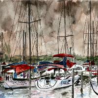 Sailboats Painting Art Print