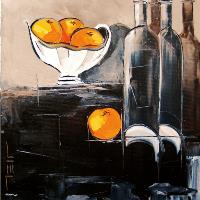 Bottles Of Wine And Oranges