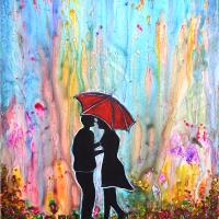 Couple On A Rainy Date Romantic Painting