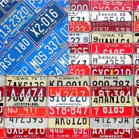 American Flag Vintage License Plate Art