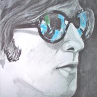 John Lennon In Colored Glass