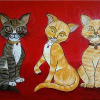 Two Ginger Cats And A Tabby Cat