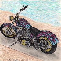 The Custom Roadster Motorcycle Original Drawing