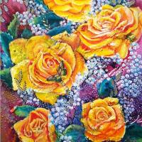 Yellow Roses With A Textured Background