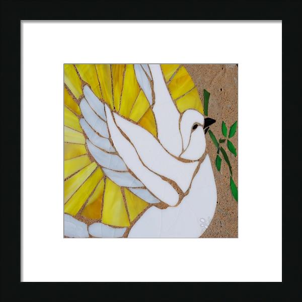 Stain Glass Peace Dove On Stone
