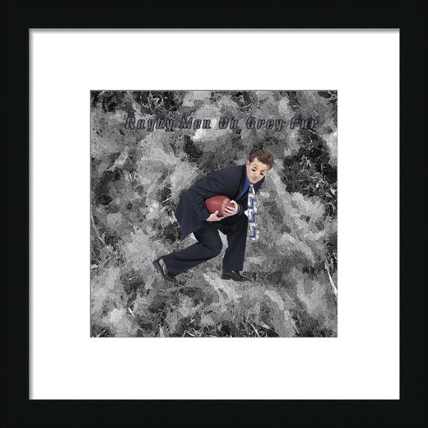 Rugby Men On Grey Fur - Businessmen Playing Sport With Charcoal Grey Fur Oil Painting