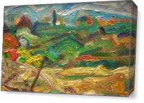 Configuration With Yellow-Green, Subtle Red And Orange (Plein Air Painting, Lemba, Cyprus)' As Canvas