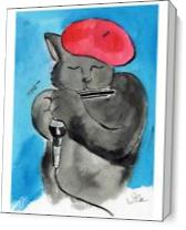 Cool Cat, Hot Harp As Canvas