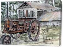 Farm Tractor Folk Art Print - Gallery Wrap