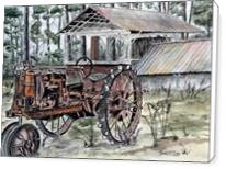 Farm Tractor Folk Art Print - Standard Wrap